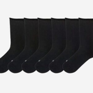 NEW K Bell Women's Size 5.5-10 Modal Roll Top Crew Socks 6 Pairs Black